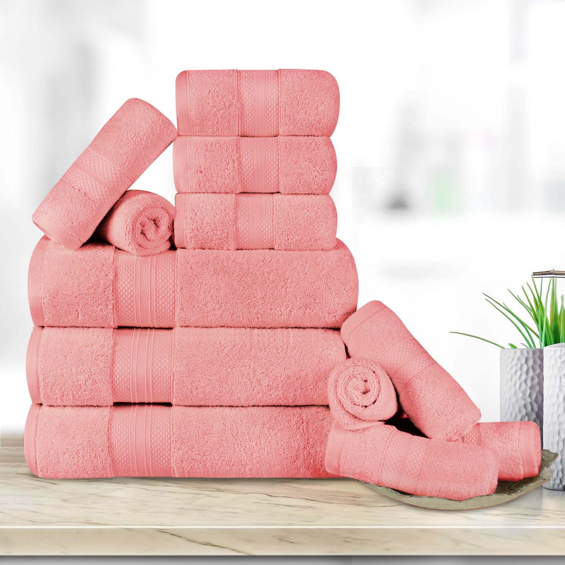 Turkish Cotton Highly Absorbent Solid 12 Piece Ultra Plush Towel Set