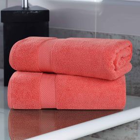 Zero-Twist Smart-Dry Combed Cotton 2 Piece Bath Sheet Set - Coral
