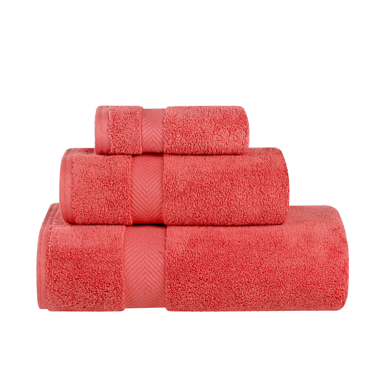 Zero-Twist Smart-Dry Combed Cotton 3 Piece Towel Set - Coral