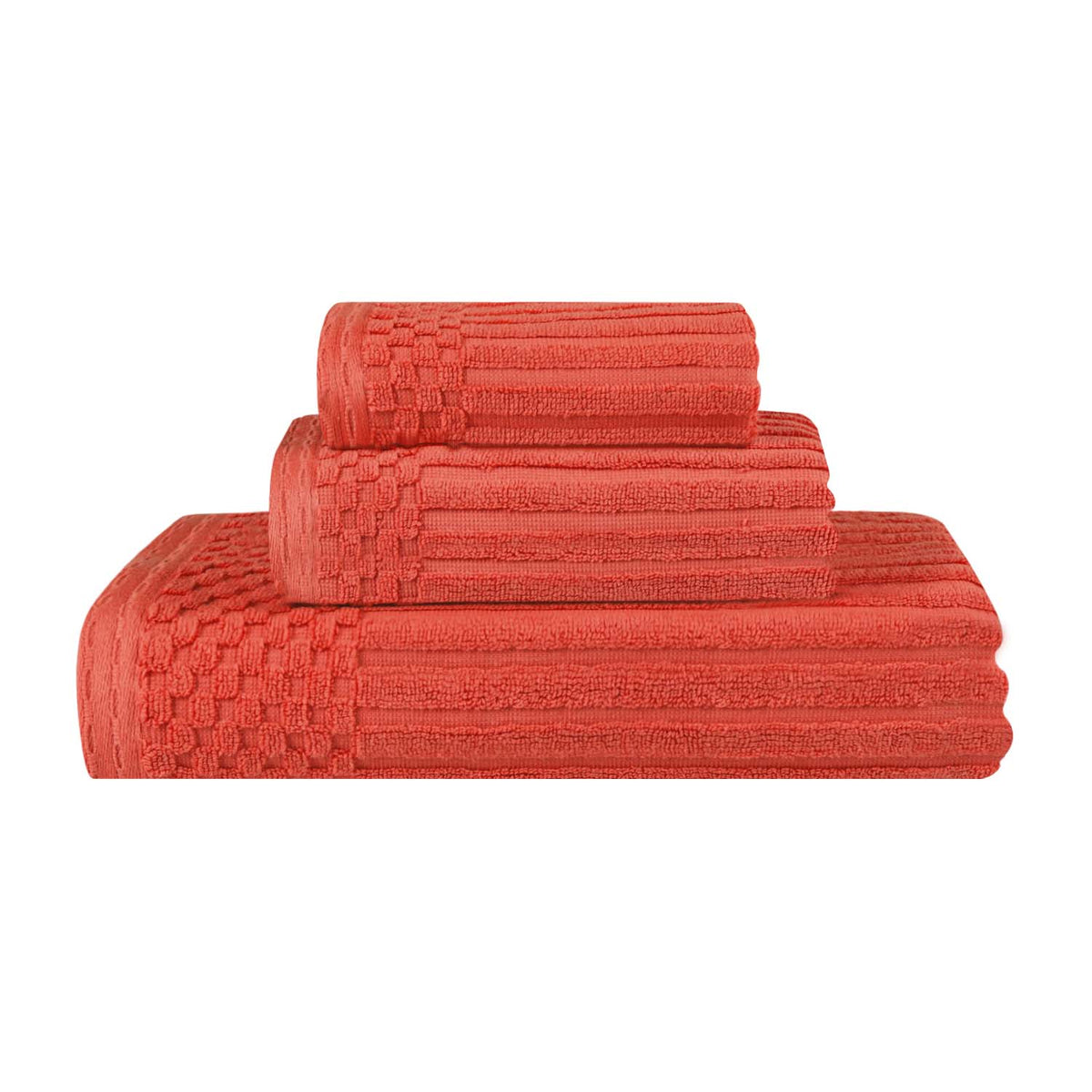 Soho Ribbed Cotton Absorbent 3 Piece Assorted Towel Set