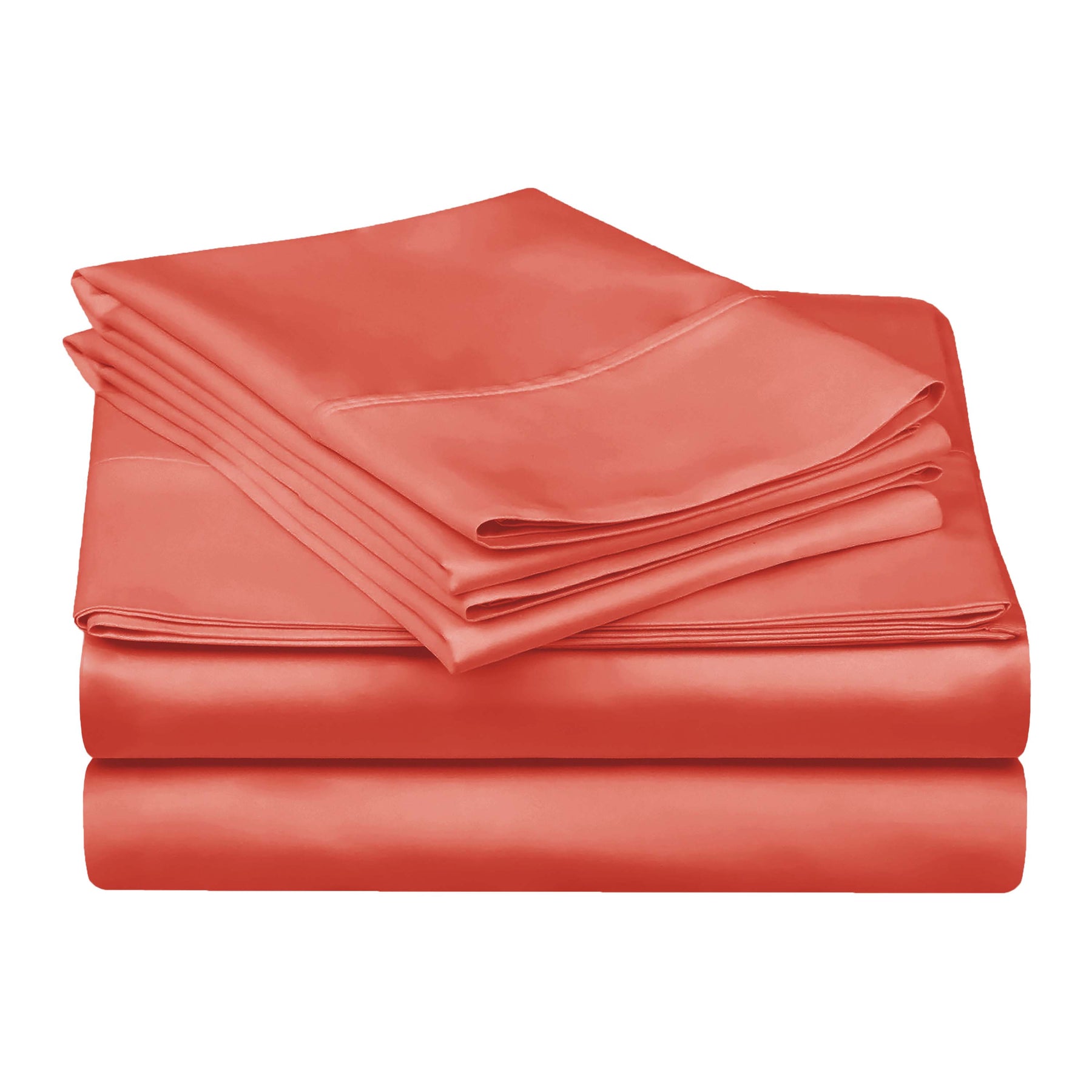 Egyptian Cotton 300 Thread Count Solid Deep Pocket Sheet Set - Coral