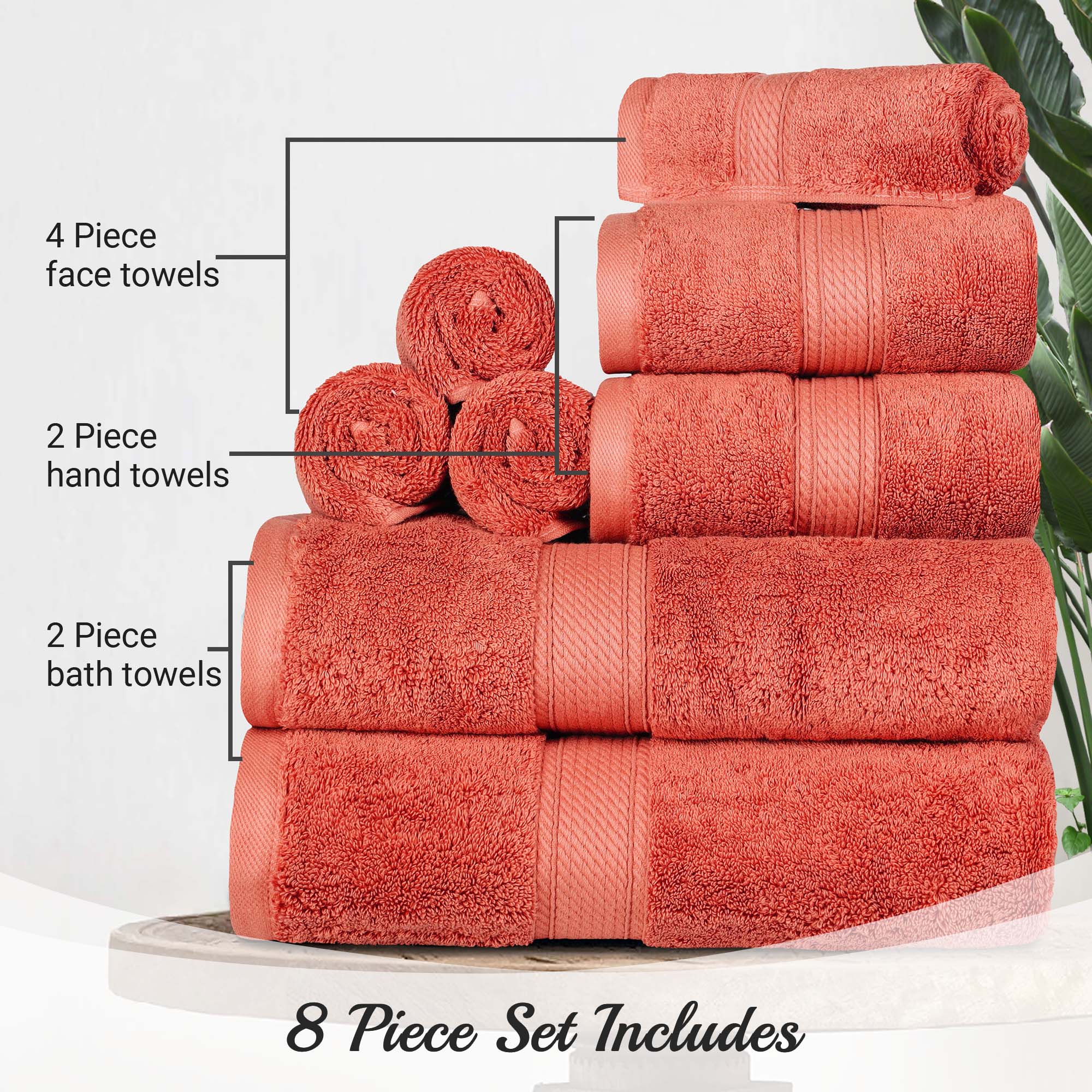 Madison Egyptian Cotton Pile Plush Heavyweight 8 Piece Towel Set - Towel Set by Superior
