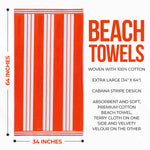 Striped Extra Large Oversized Absorbent Quick Dry Cotton Beach Towel - Beach Towel by Superior