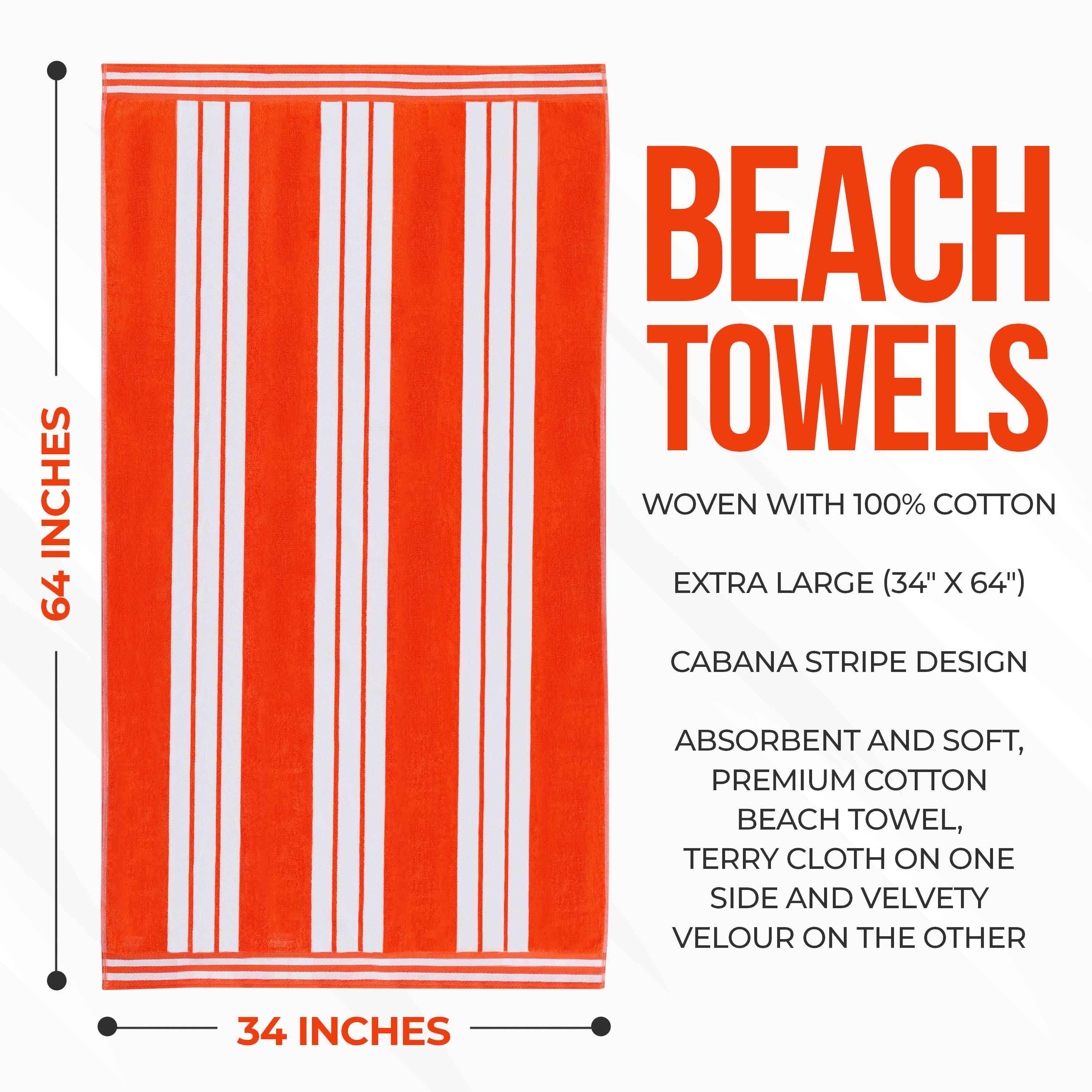 Striped Extra Large Oversized Absorbent Quick Dry Cotton Beach Towel - Beach Towel by Superior