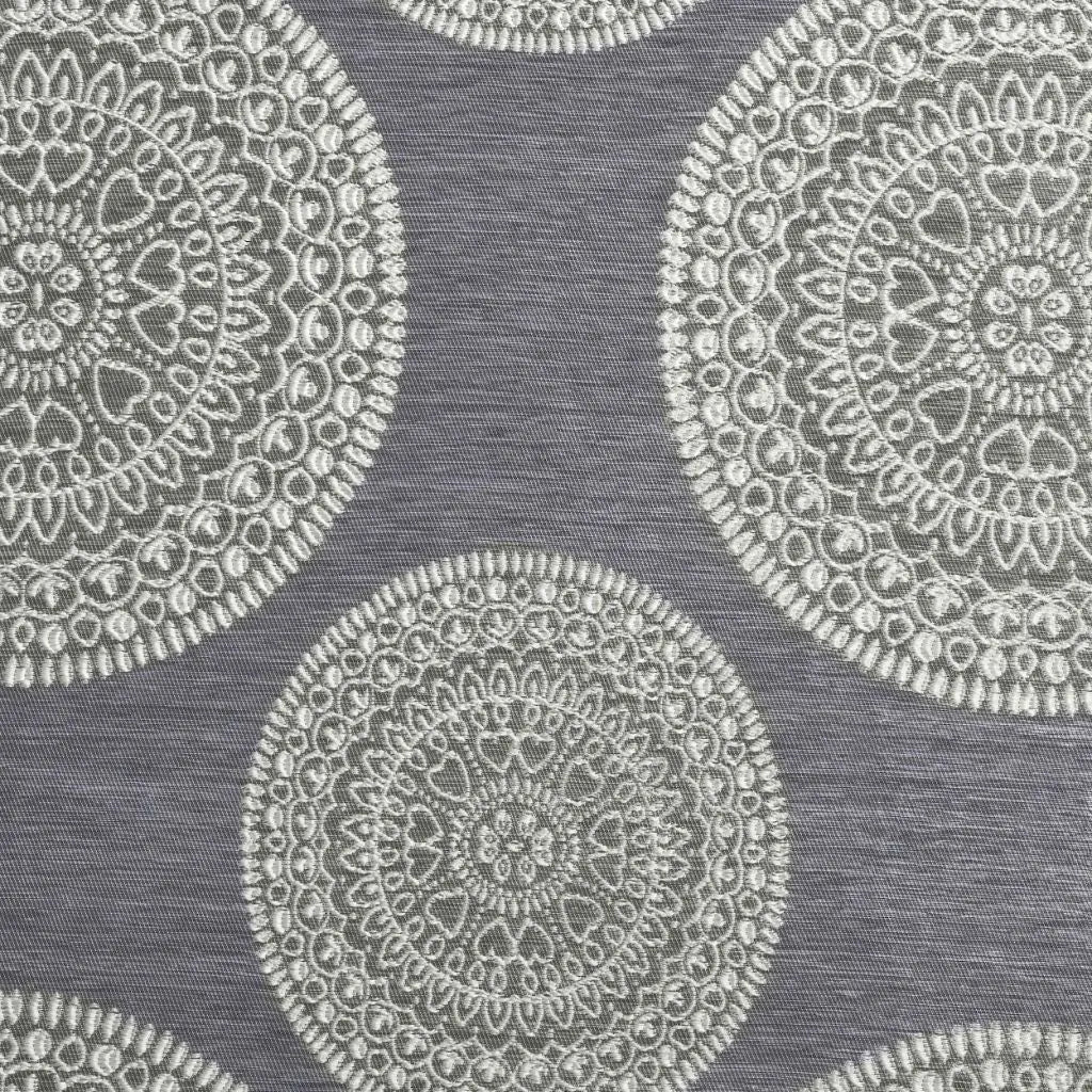 Cordon Jacquard Grommet Floral Medallion Curtain Panel Set - Semi Sheer Curtains by Superior Brand