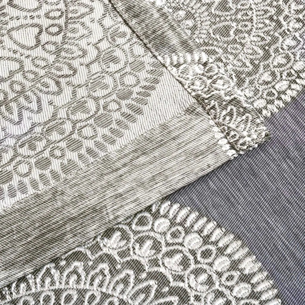 Cordon Jacquard Grommet Floral Medallion Curtain Panel Set - Semi Sheer Curtains by Superior Brand