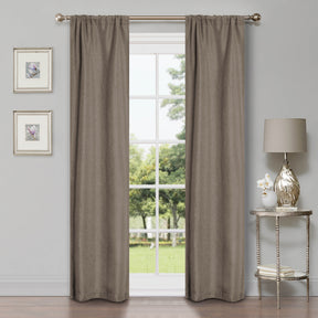 Linen Pattern Washable Room Darkening Blackout Curtains, Set of 2 - Corriander