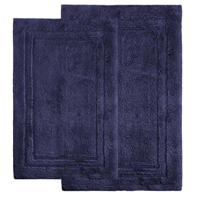 Superior Non-Slip Washable Cotton 2 Piece Bath Rug Set - Navy Blue
