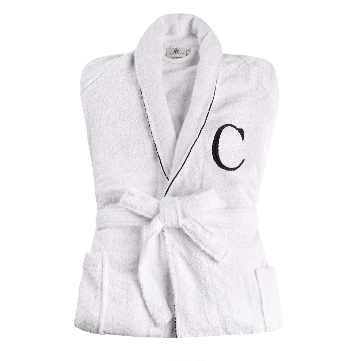 Cotton Adult Unisex Embroidered Fluffy Bathrobe White