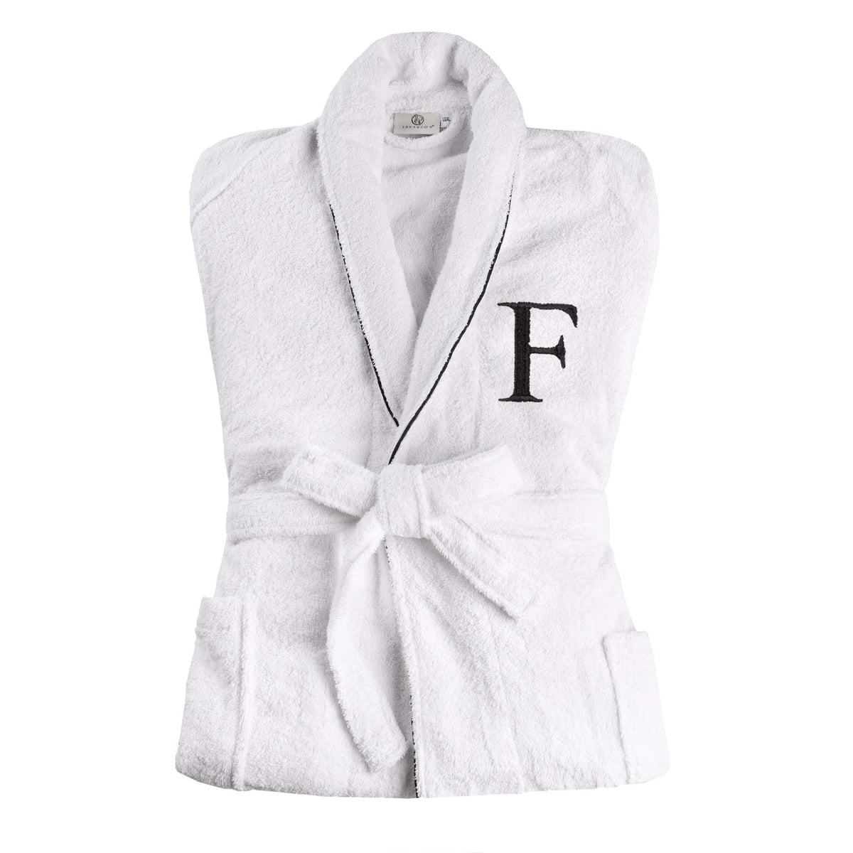 Cotton Adult Unisex Embroidered Fluffy Bathrobe White - Letter F