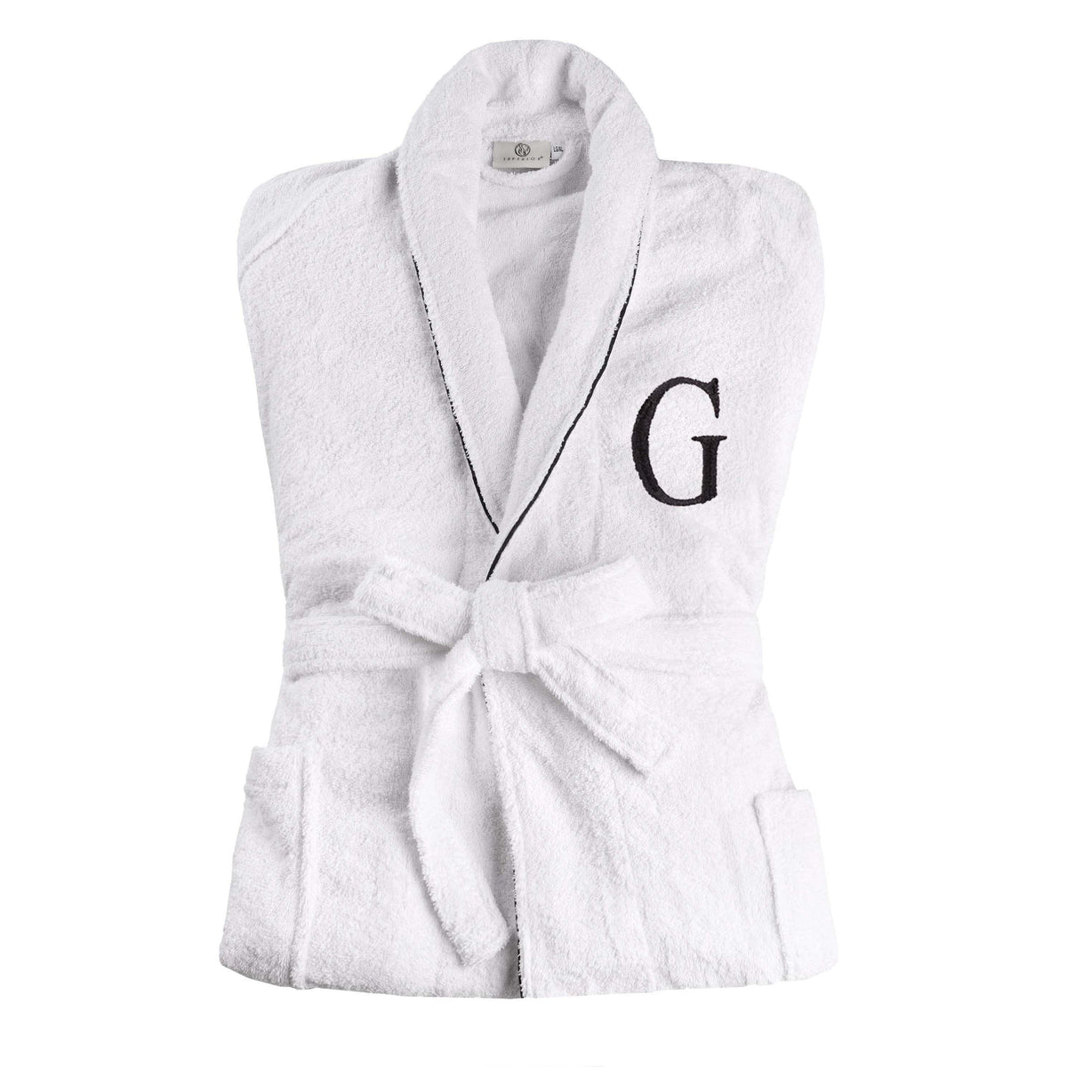 Cotton Adult Unisex Embroidered Fluffy Bathrobe White