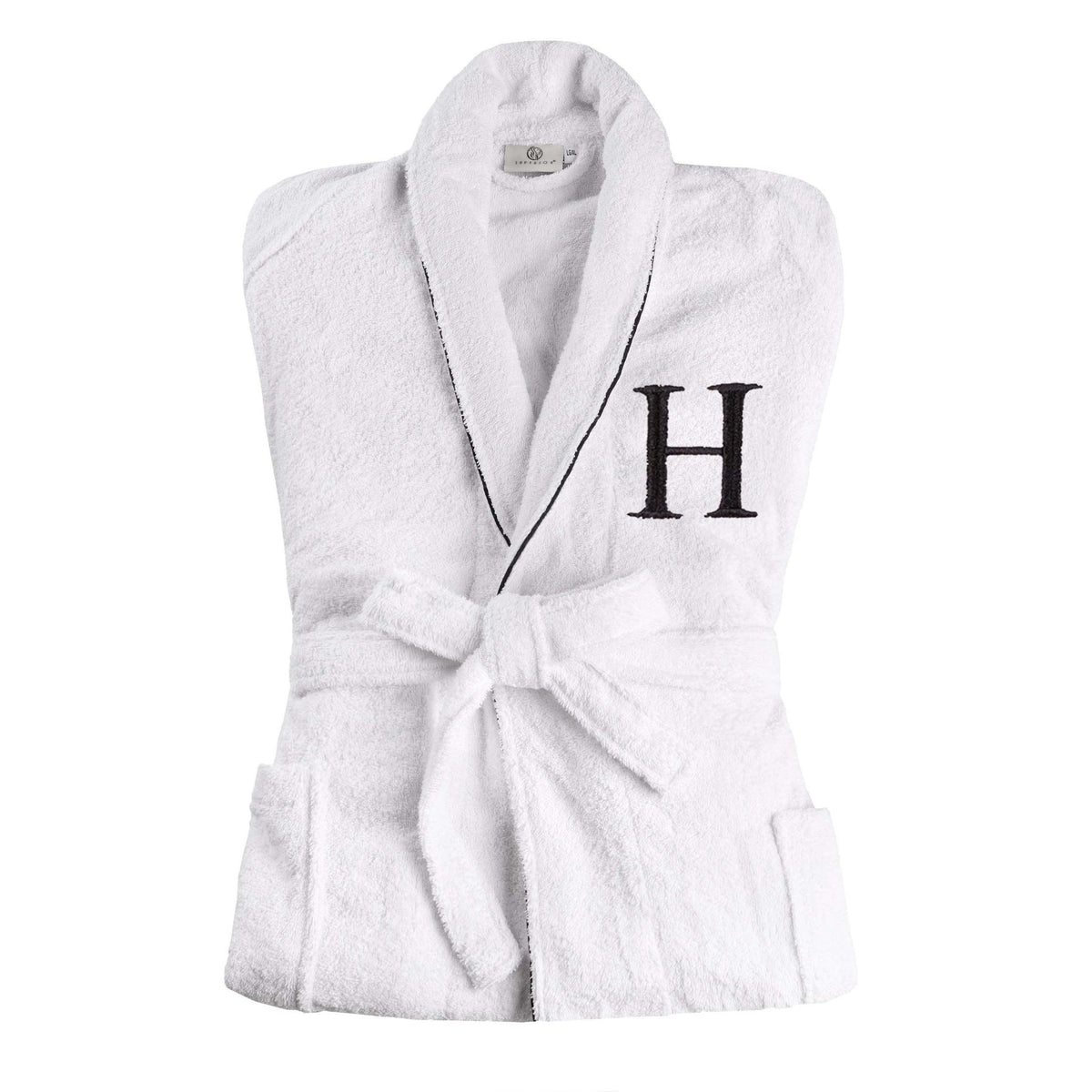 Cotton Adult Unisex Embroidered Fluffy Bathrobe White