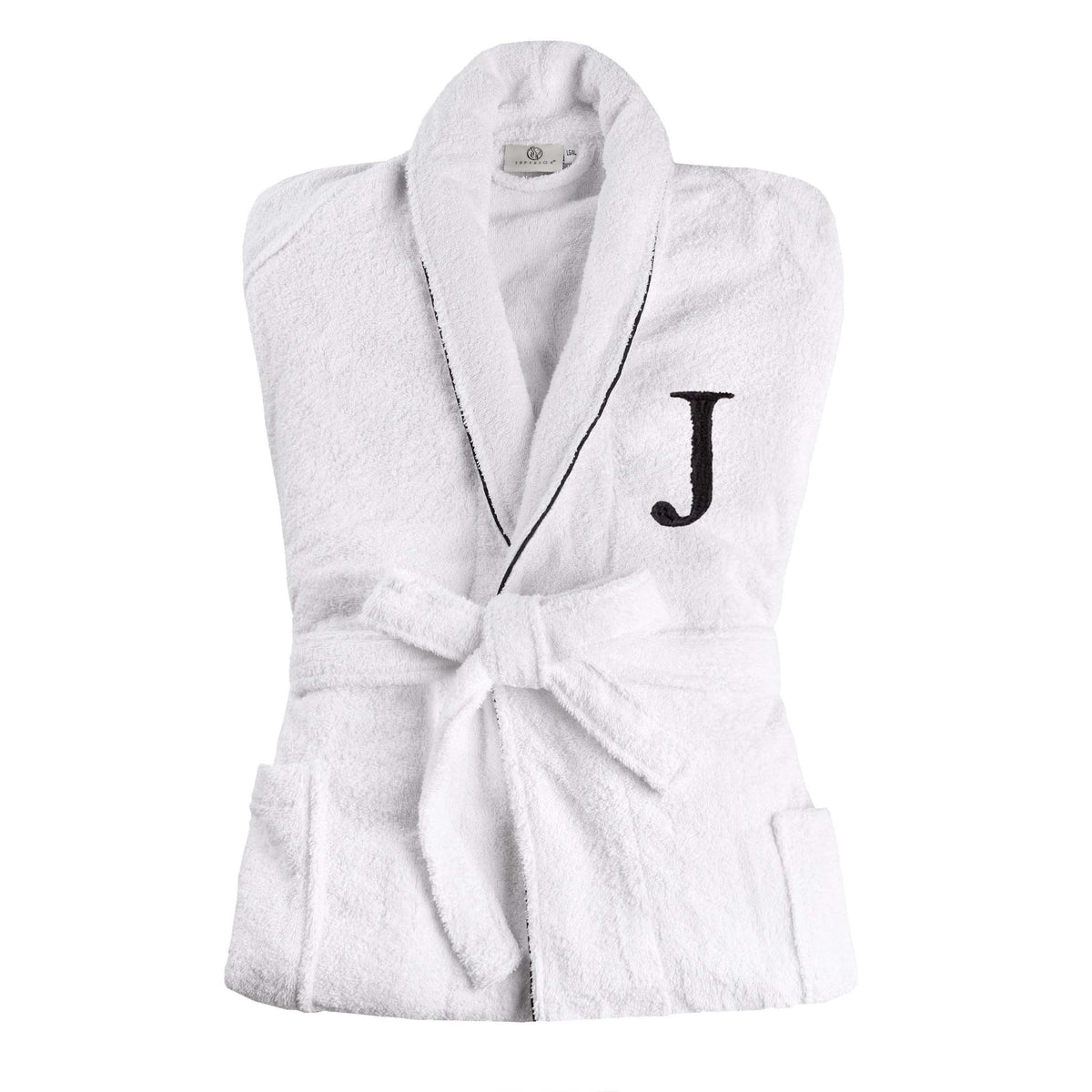Cotton Adult Unisex Embroidered Fluffy Bathrobe White