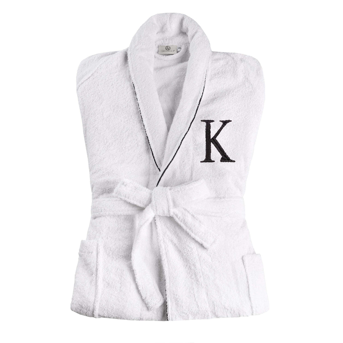 Cotton Adult Unisex Embroidered Fluffy Bathrobe White