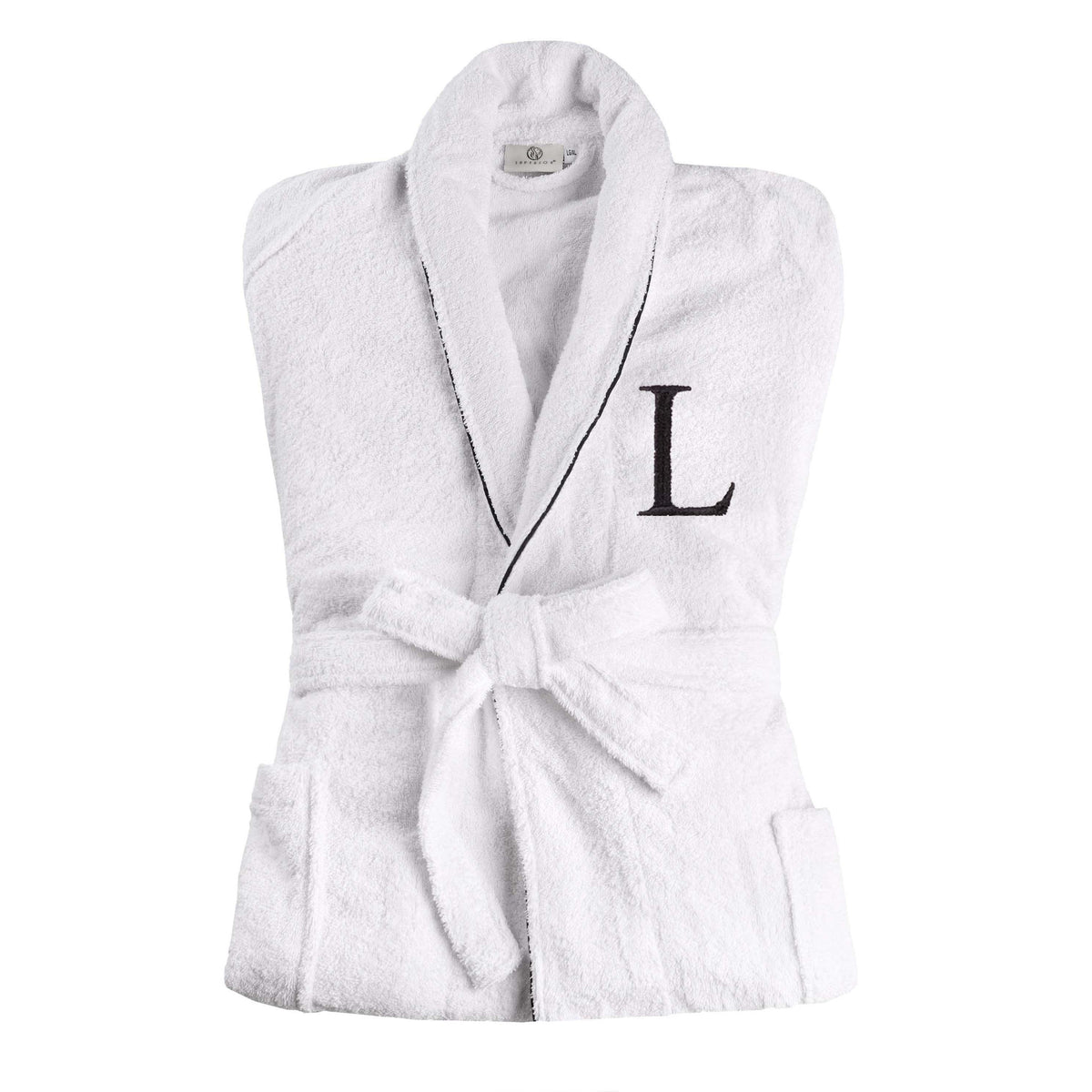 Cotton Adult Unisex Embroidered Fluffy Bathrobe White