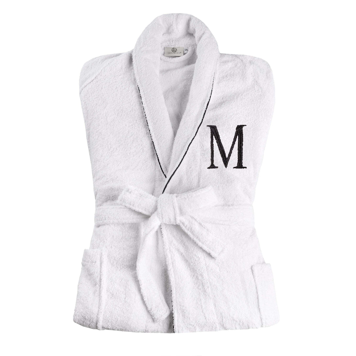Cotton Adult Unisex Embroidered Fluffy Bathrobe White