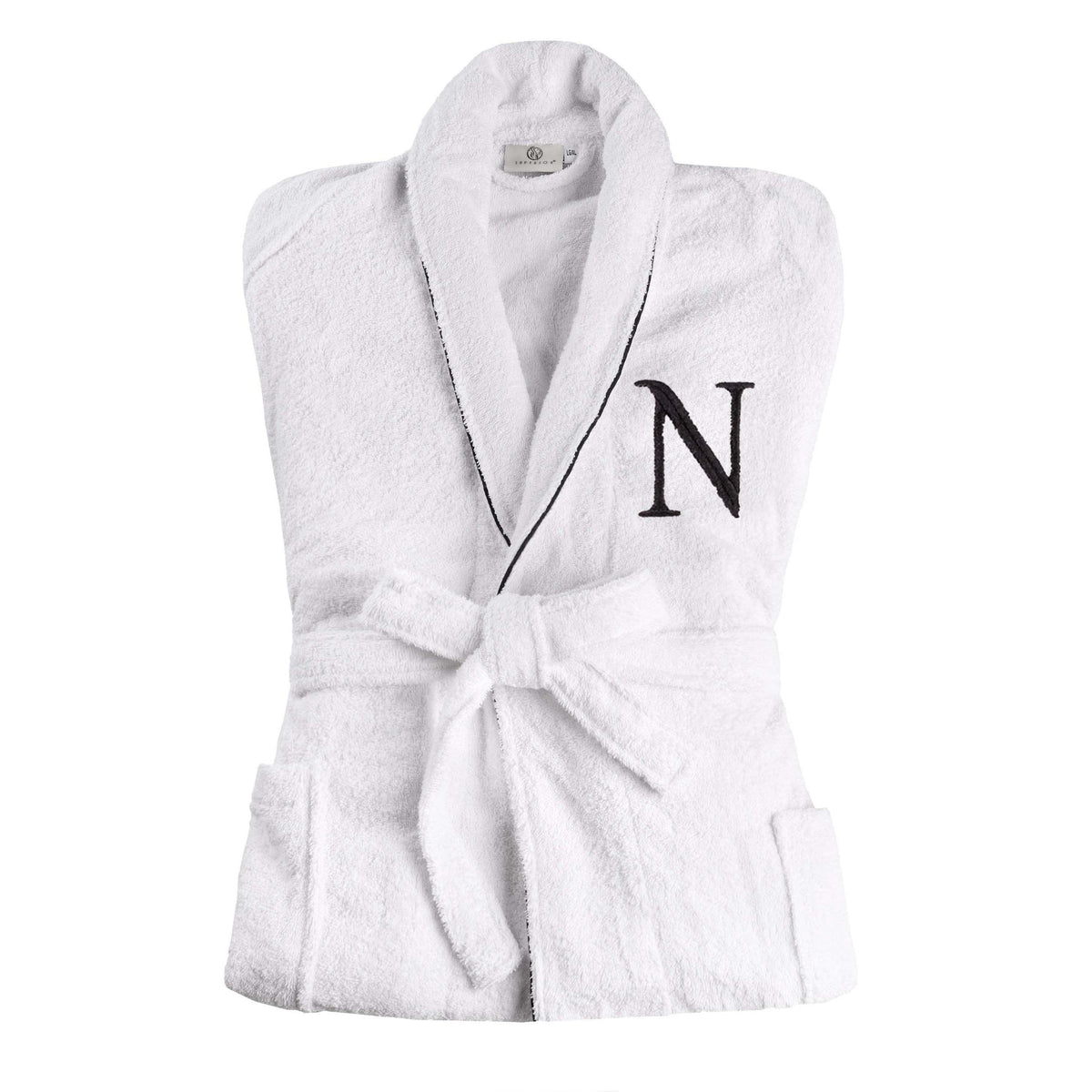 Cotton Adult Unisex Embroidered Fluffy Bathrobe White