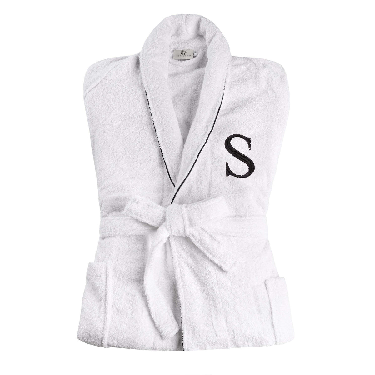 Cotton Adult Unisex Embroidered Fluffy Bathrobe White