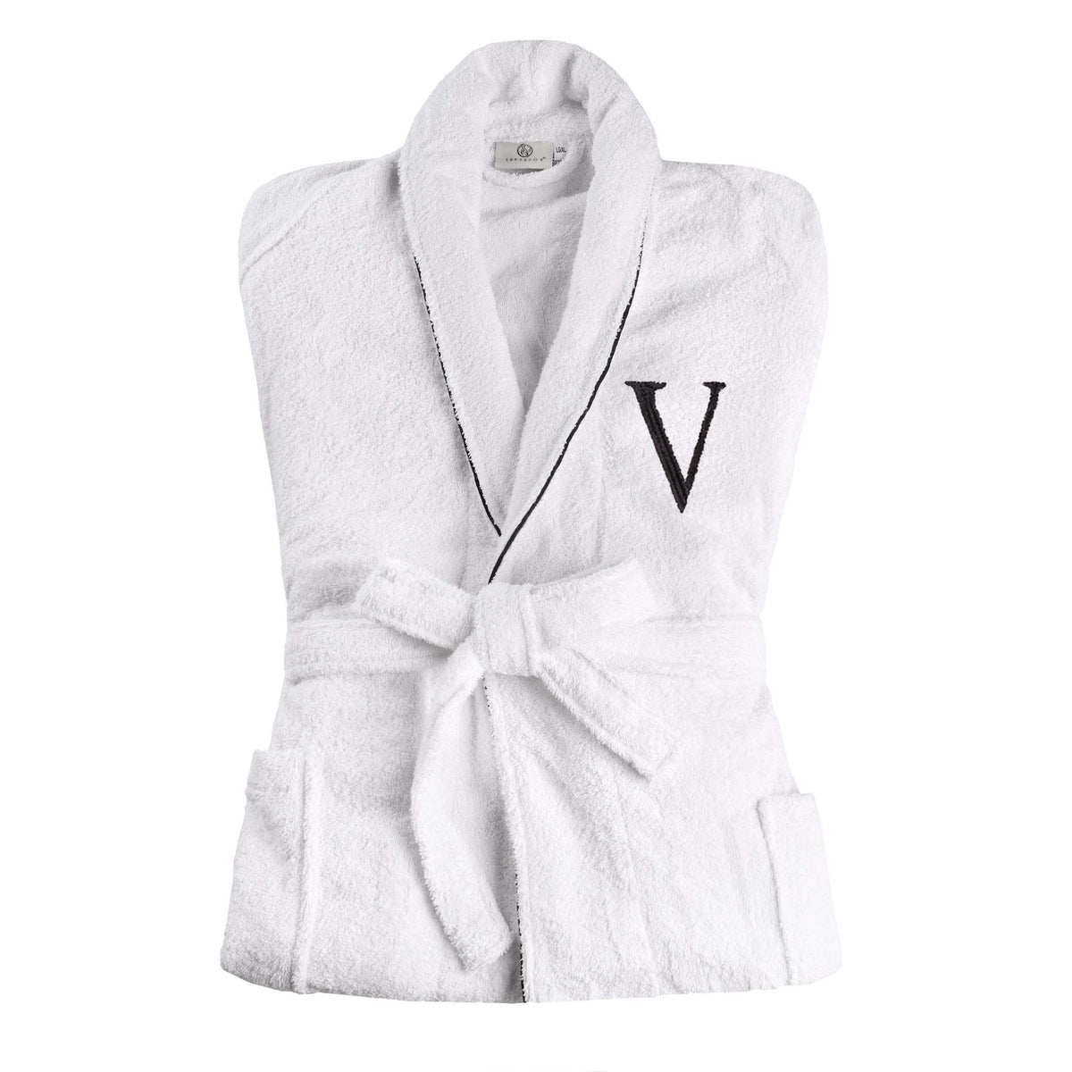 Cotton Adult Unisex Embroidered Fluffy Bathrobe White