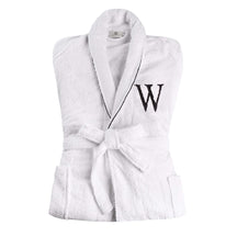 Cotton Adult Unisex Embroidered Fluffy Bathrobe White - Letter W