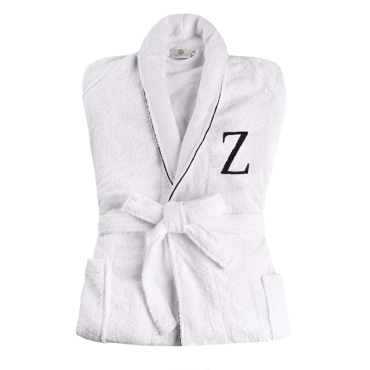 Cotton Adult Unisex Embroidered Fluffy Bathrobe White