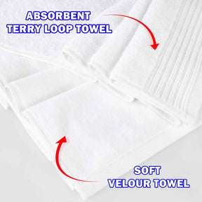 Cotton Marble and Solid Quick Dry 6 Piece Assorted Bathroom Towel Set - White