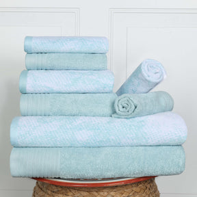 Cotton Marble and Solid Quick Dry 8 Piece Assorted Bathroom Towel Set