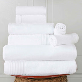 Cotton Marble and Solid Quick Dry 8 Piece Assorted Bathroom Towel Set - White