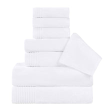 Cotton Marble and Solid Quick Dry 8 Piece Assorted Bathroom Towel Set - White