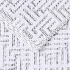 Cotton Modern Geometric Jacquard Plush Absorbent 12 Piece Towel Set - Platinum
