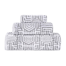Cotton Modern Geometric Jacquard Plush Absorbent 3-Piece Towel Set - Charcoal