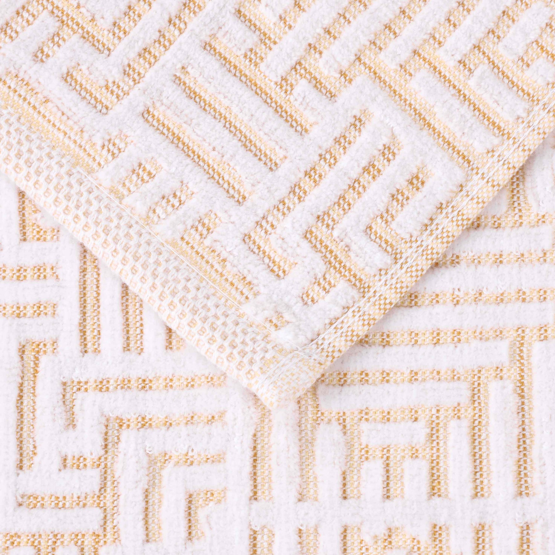 Cotton Modern Geometric Jacquard Plush Absorbent 3-Piece Towel Set - Gold