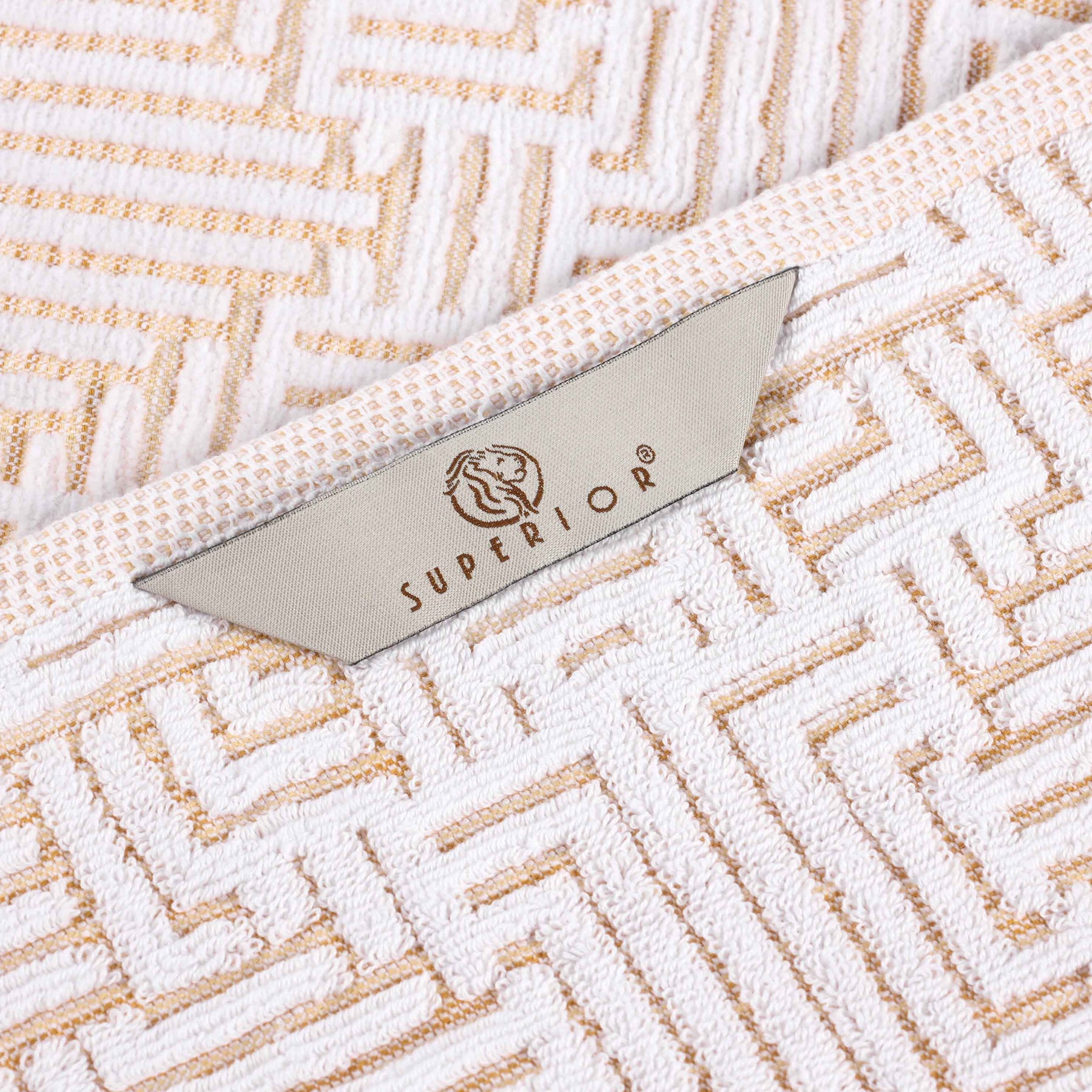 Cotton Modern Geometric Jacquard Plush Absorbent 6 Piece Towel Set - Gold