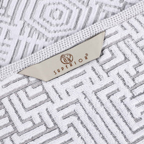 Cotton Modern Geometric Jacquard Plush Absorbent 8 Piece Towel Set - Platinum