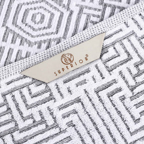 Cotton Modern Geometric Jacquard Plush Absorbent 9 Piece Towel Set