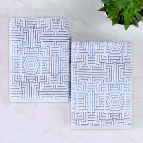 Cotton Modern Geometric Jacquard Plush Bath Sheet Set of 2