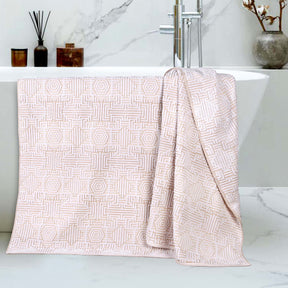 Cotton Modern Geometric Jacquard Plush Bath Sheet Set of 2 - Gold