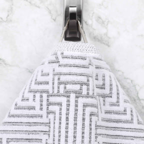 Cotton Modern Geometric Jacquard Plush Absorbent Bath Towel Set of 3 - Charcoal