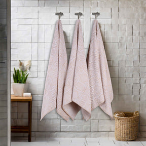 Cotton Modern Geometric Jacquard Plush Absorbent Bath Towel Set of 3 - Gold