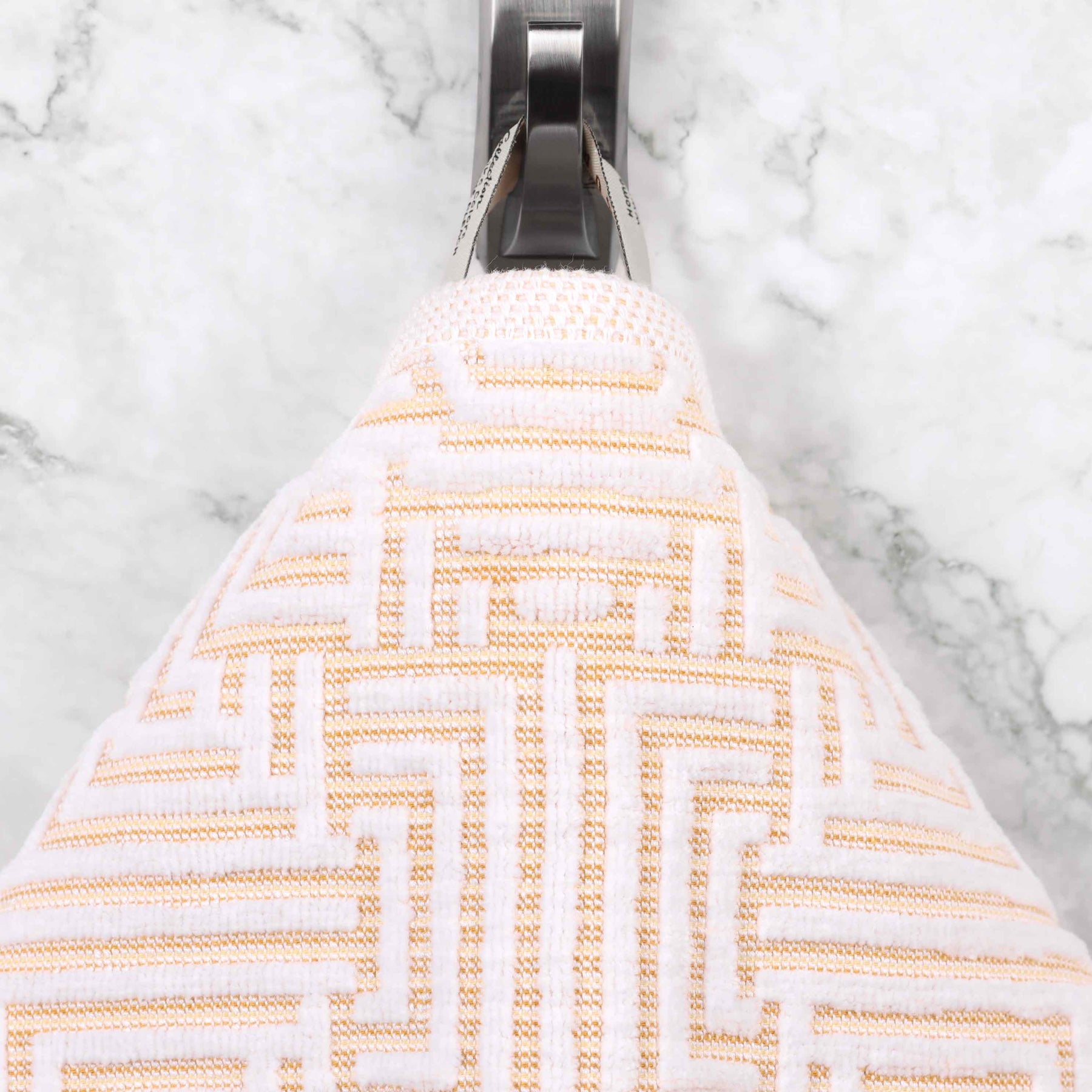 Cotton Modern Geometric Jacquard Plush Absorbent Hand Towel Set of 6 - Gold