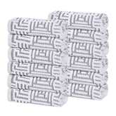 Cotton Modern Geometric Jacquard Plush Face Towel Washcloth Set of 12 - Charcoal