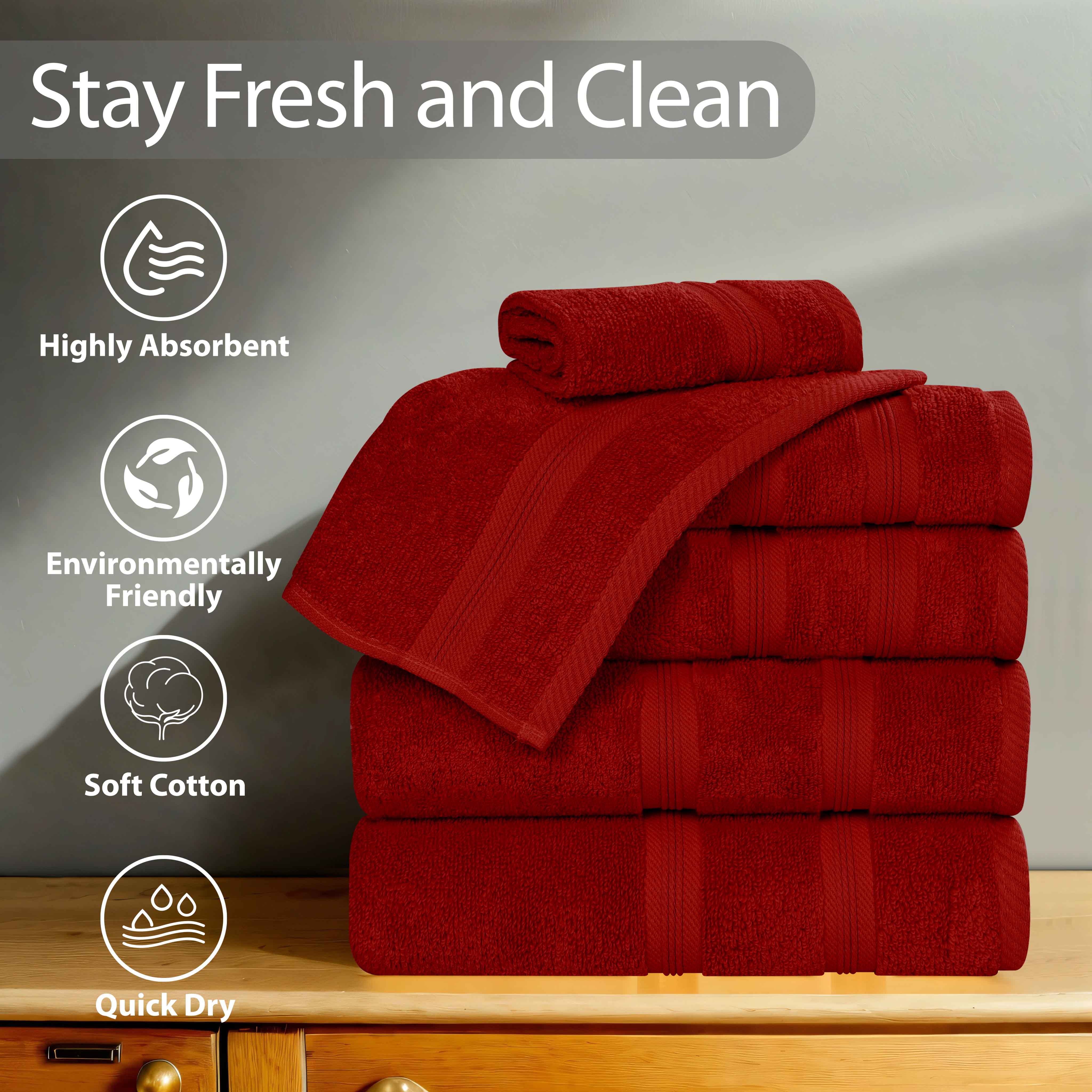 Smart Dry Zero Twist Cotton Medium Weight 3 Piece Assorted Towel Set - Towel Set by Superior Brand