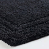 Solid Bordered Cotton Washable Non-Slip Bath Rugs or Runner
