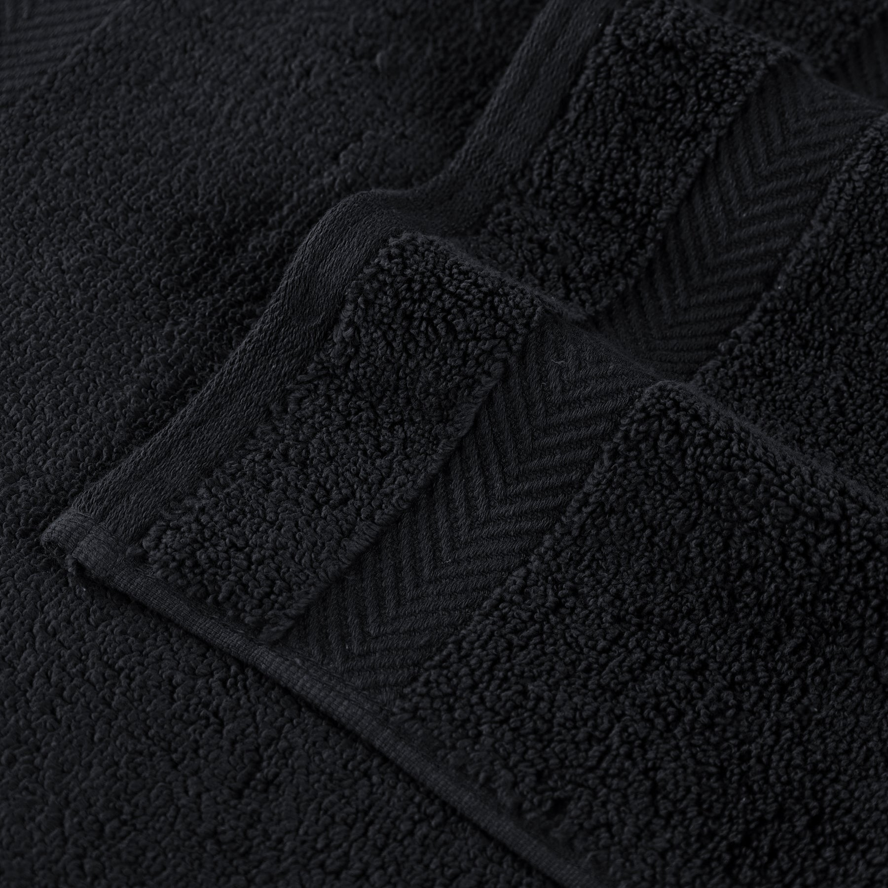 Zero Twist Cotton Solid Ultra-Soft Absorbent Hand Towel - Black