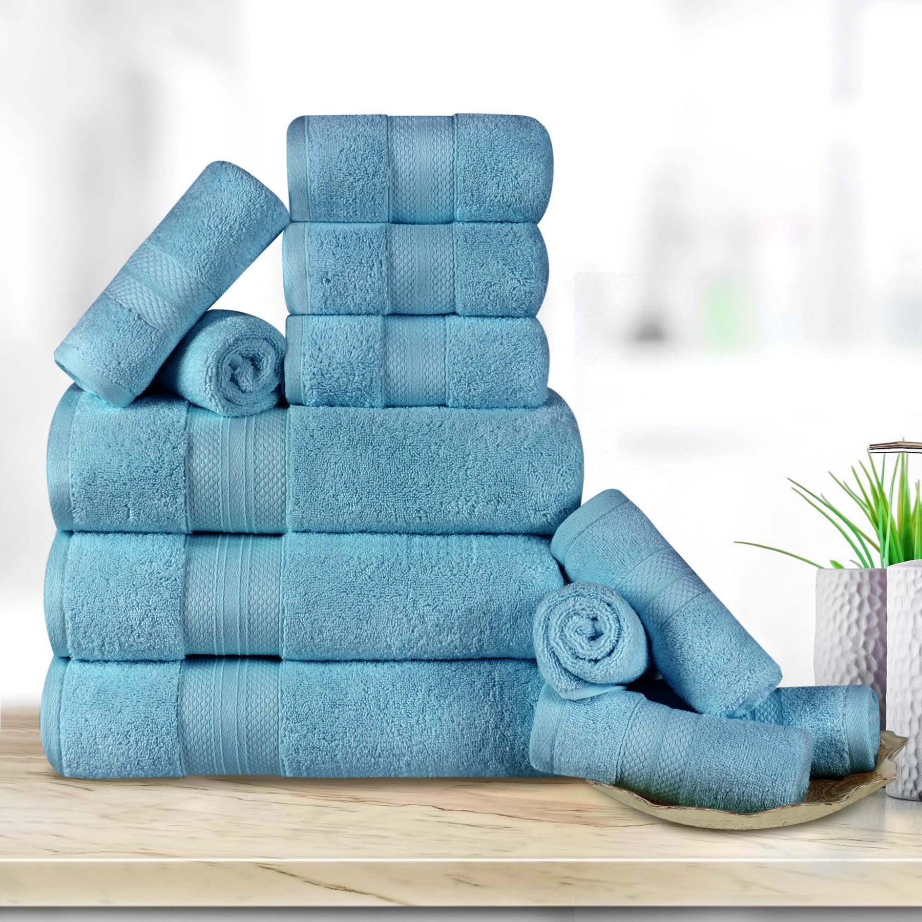 Turkish Cotton Highly Absorbent Solid 12 Piece Ultra Plush Towel Set