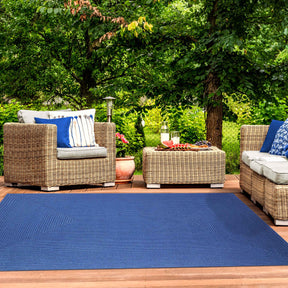 Bohemian Indoor Outdoor Rugs Solid Rectangle Braided Area Rug - DenimBlue