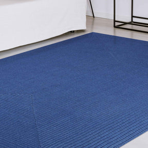 Bohemian Indoor Outdoor Rugs Solid Rectangle Braided Area Rug - DenimBlue