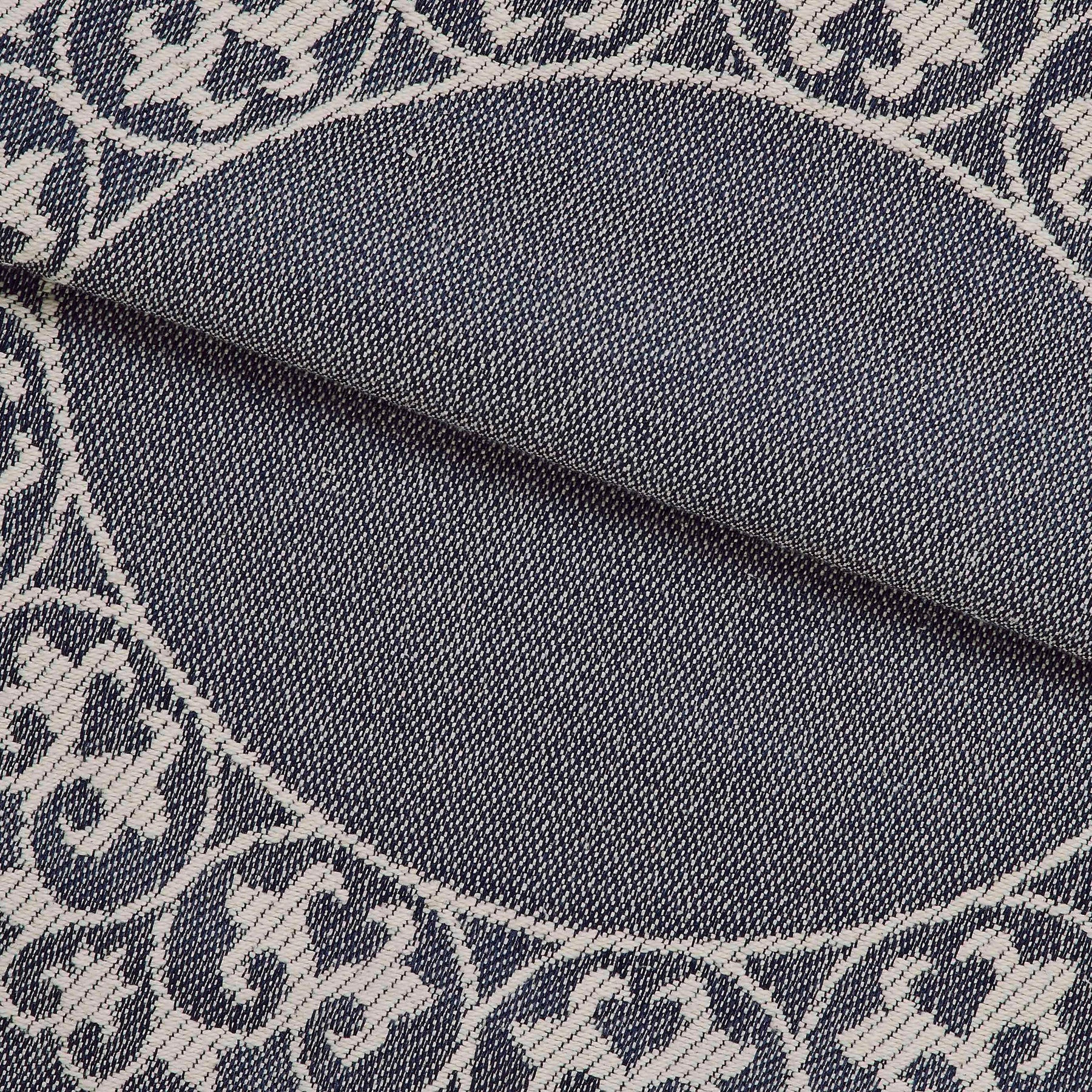 Superior Lyron Cotton Blend Woven Jacquard Vintage Floral Scroll Lightweight Bedspread and Sham Set - Denim Blue