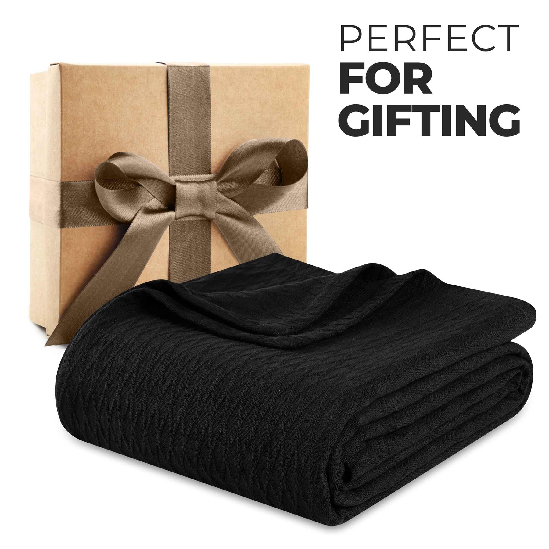 Diamond All-Season Cotton Blanket - Black