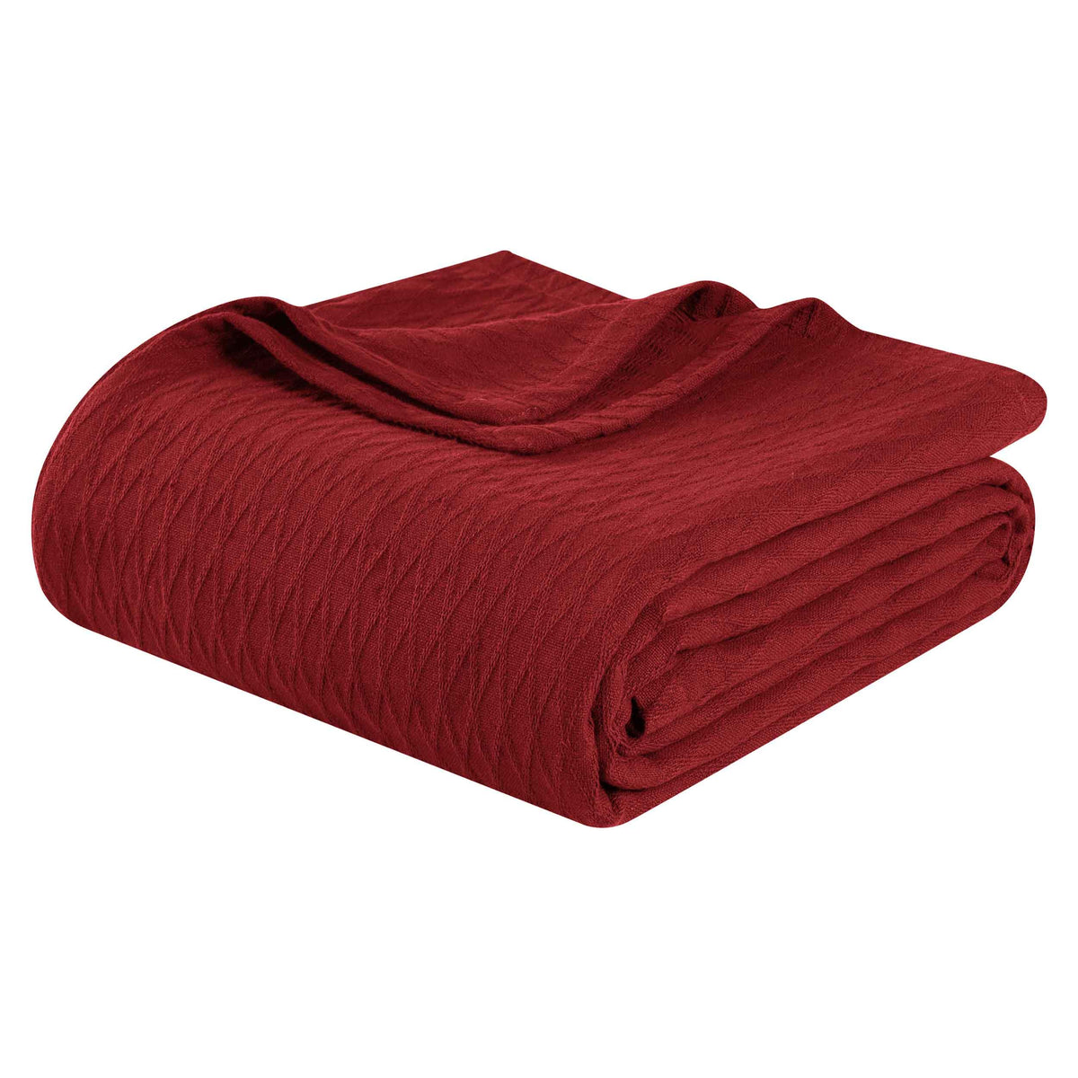 Diamond All-Season Cotton Blanket - Burgundy